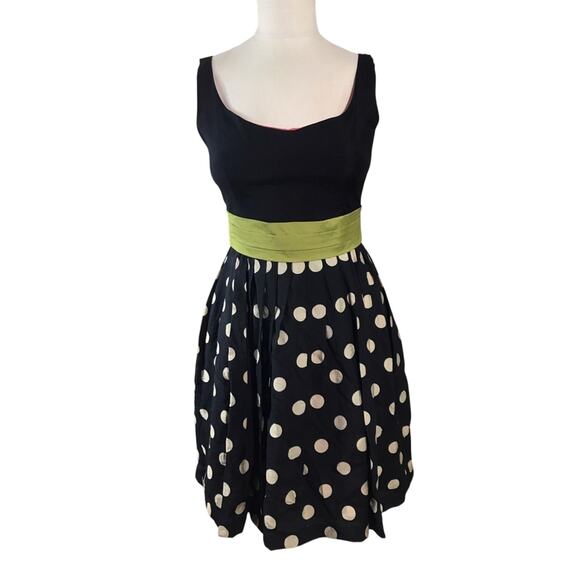 Corey Lynn Calter Slice Of Lime Dress polka dot black green WOMENS SIZE 4 - Picture 1 of 8